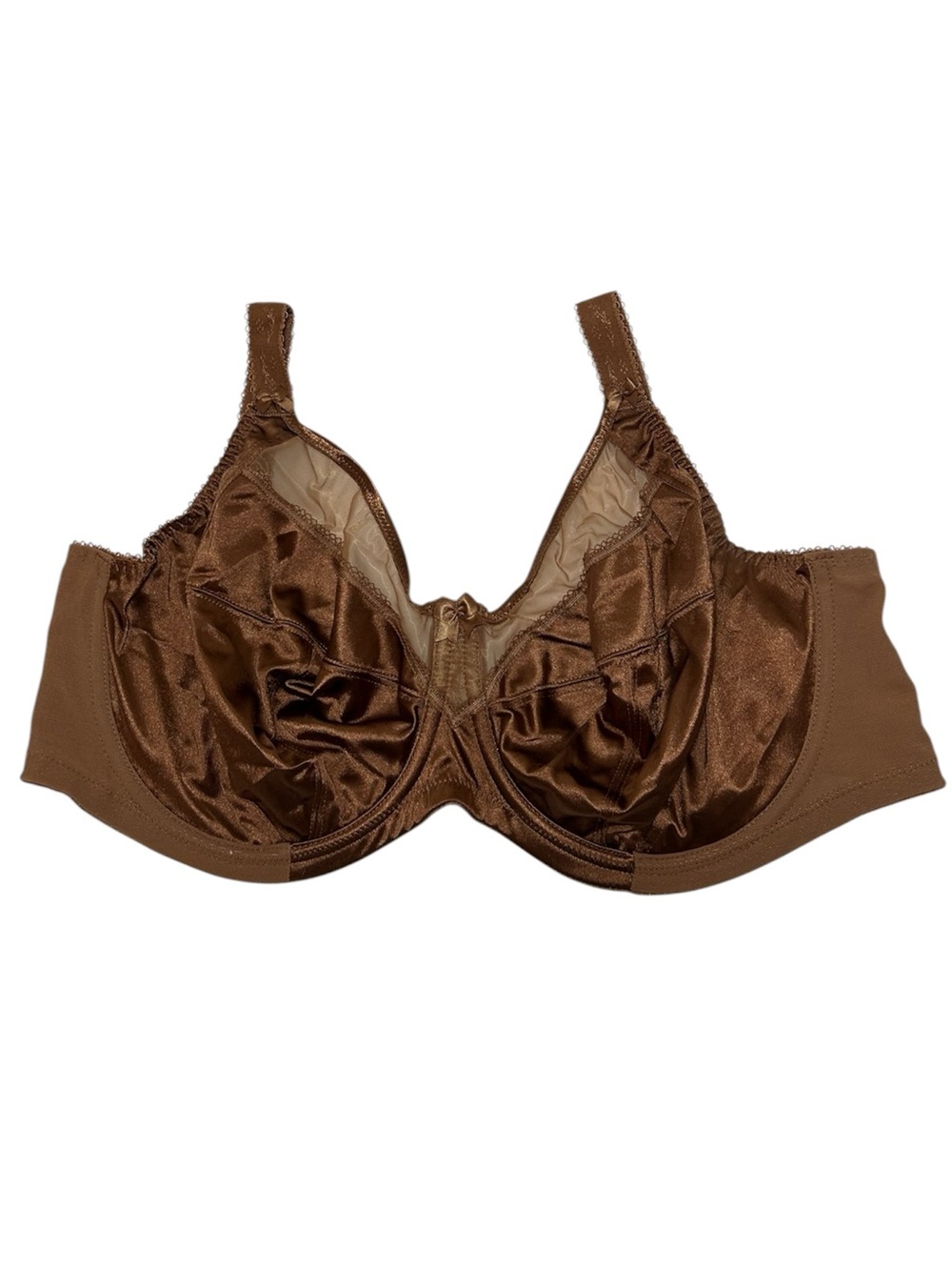 Goddess Brown Satin Full-Coverage Unlined Underwire Bra 34G 34DDDD